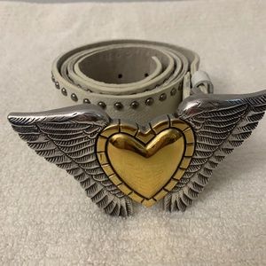 A.B.S. By Allen Schwartz Women's White Leather Buckle Belt size L